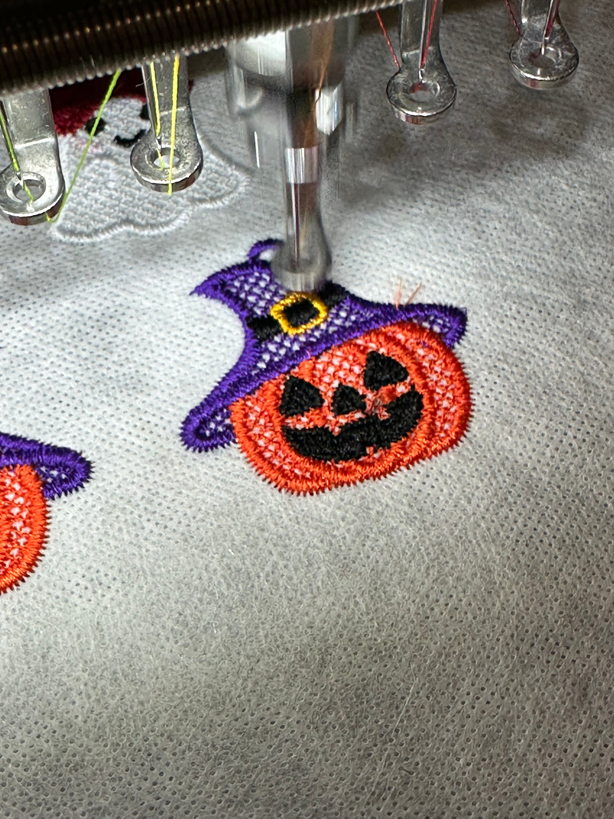 Halloween Pumpkin Witch Earrings | Freestanding Lace Embroidery | 925 Silver