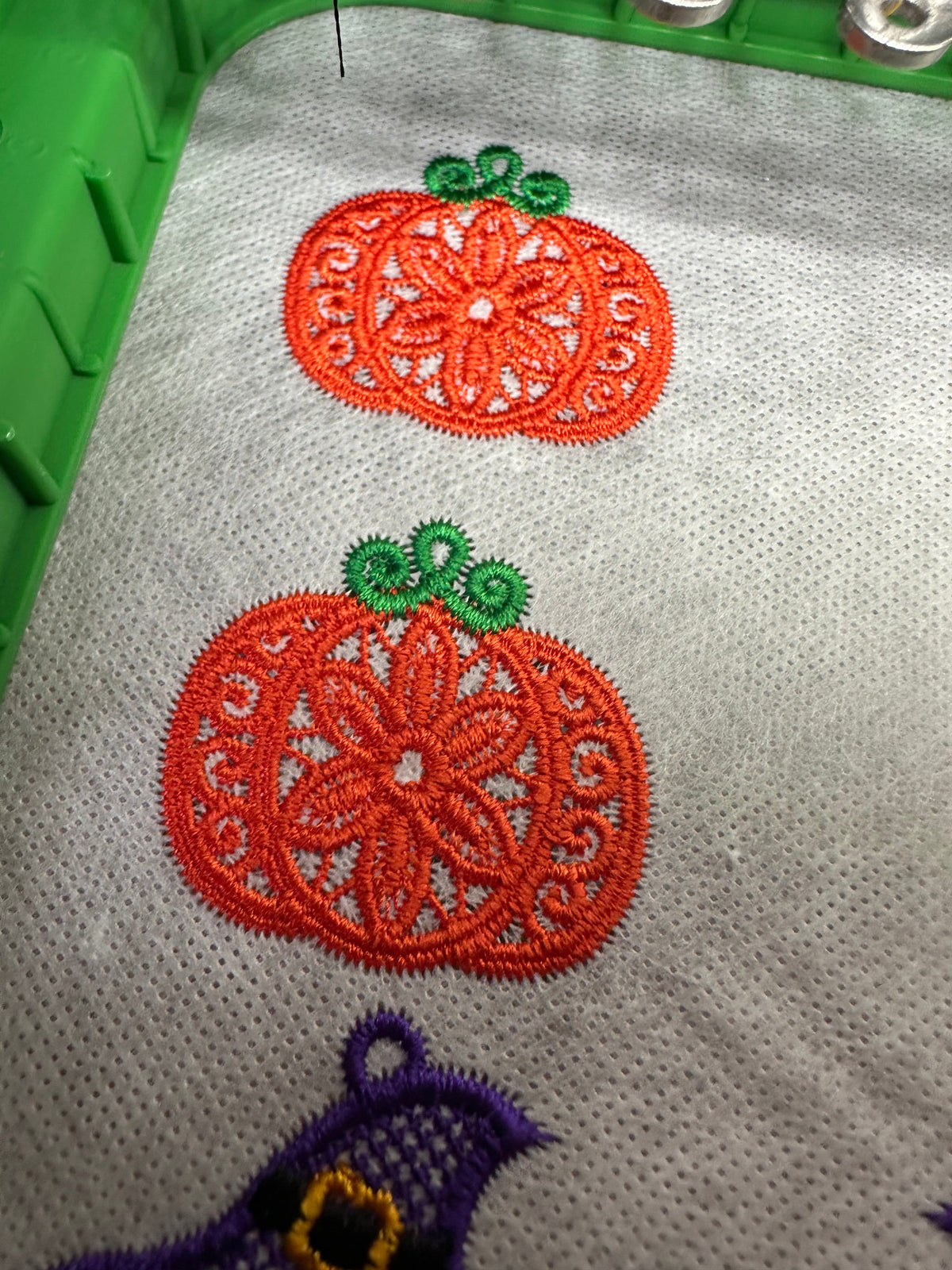 Halloween Pumpkin Earrings | Freestanding Lace Embroidery | 925 Silver