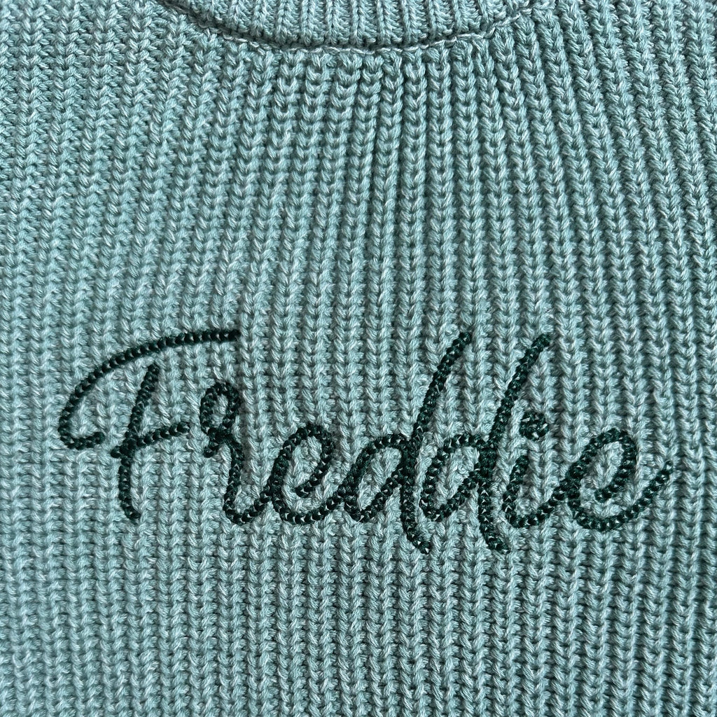 Personalised Knitted Name Jumper - Light Teal