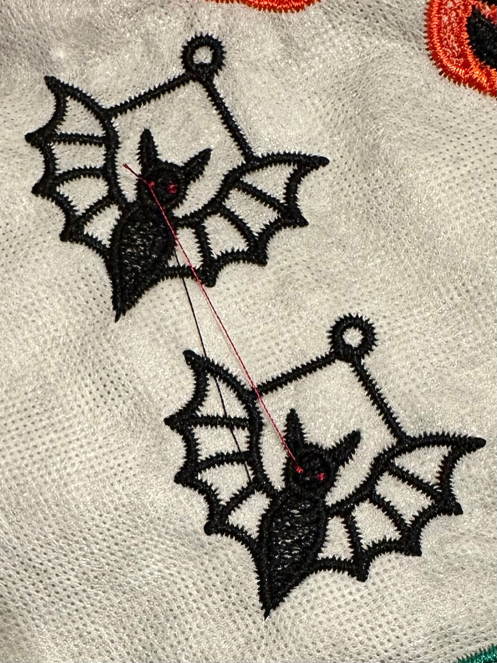 Halloween Bat Earrings | Freestanding Lace Embroidery | 925 Silver