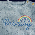 Personalised Knitted Jumper - Blue with Rainbow Detail