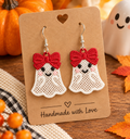 Cute Ghost Girl Halloween Earrings | Freestanding Lace Embroidery | 925 Silver