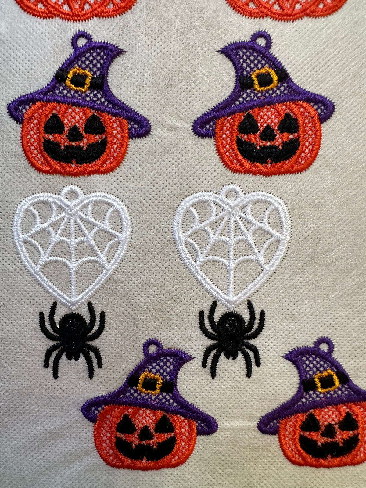 Halloween Spider Earrings | Freestanding Lace Embroidery | 925 Silver