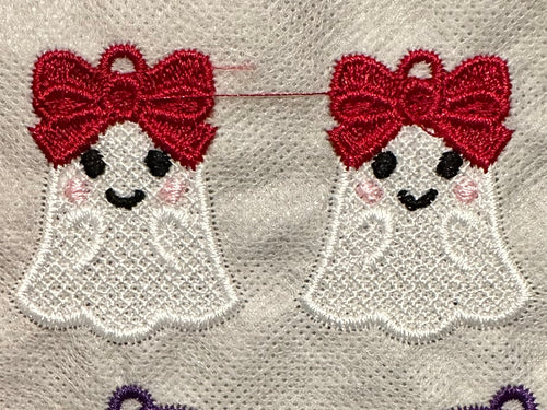 Cute Ghost Girl Halloween Earrings | Freestanding Lace Embroidery | 925 Silver