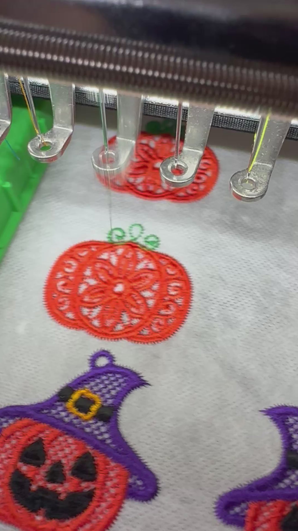 Halloween Pumpkin Earrings | Freestanding Lace Embroidery | 925 Silver